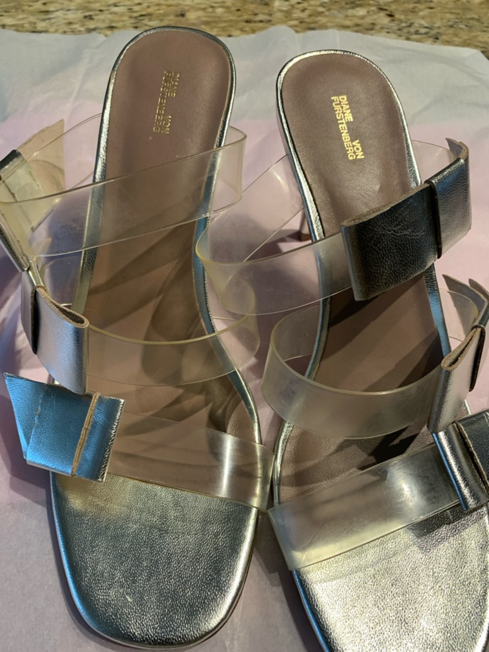 LMT: Diane Von Furstenberg Amari Metallic Leather Sandal (see updated photos) - Picture 13 of 15